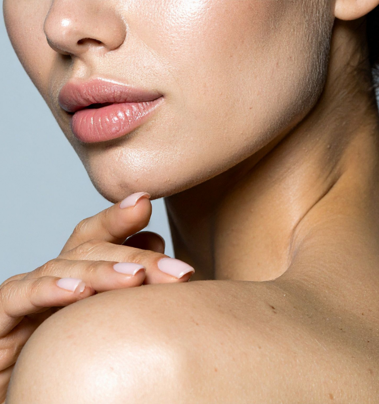 Woman with clean skin practicing good sexual hygiene